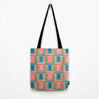 Colorful Retro Geometric Portes Pattern Blue Orange Pink Green Tote Bag Gallery Image 2