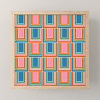 Colorful Retro Geometric Portes Pattern Blue Orange Pink Green Mini Art Print Gallery Image 1