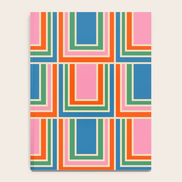 Colorful Retro Geometric Portes Pattern Blue Orange Pink Green Notebook Gallery Image 4