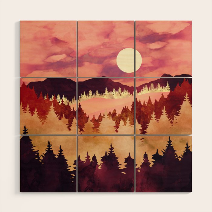 Autumn Sunset Wood Wall Art Gallery Image 1