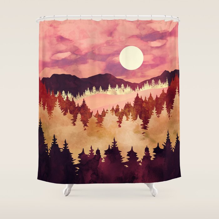 Autumn Sunset Shower Curtain Gallery Image 1