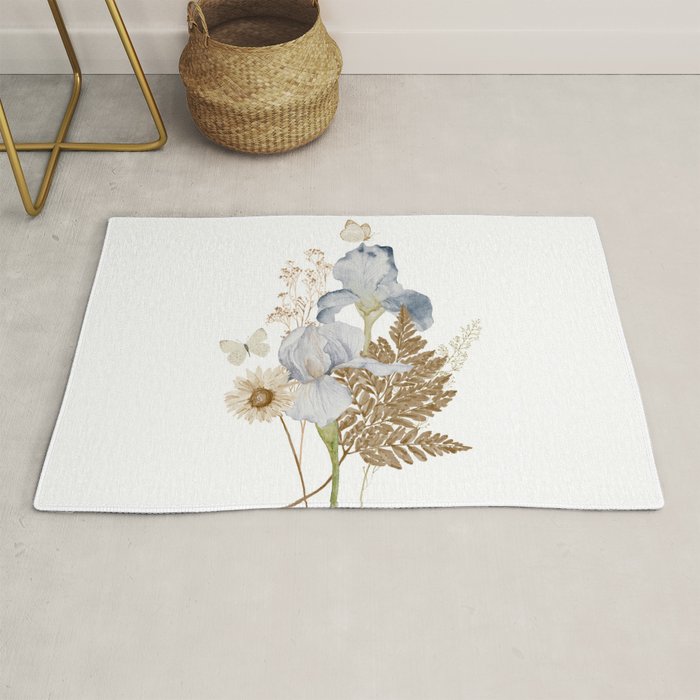 Soft Nature Floral and Butterflies Rug Gallery Image 1