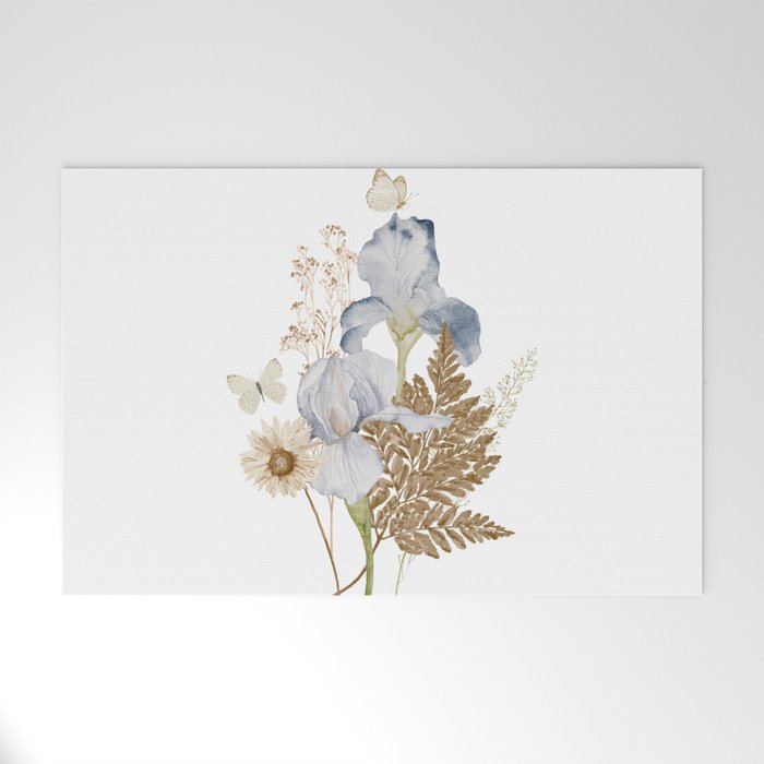Soft Nature Floral and Butterflies Welcome Mat Gallery Image 1