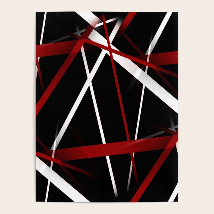 Seamless Red and White Stripes on A Black Background Poster Gallery Image 1