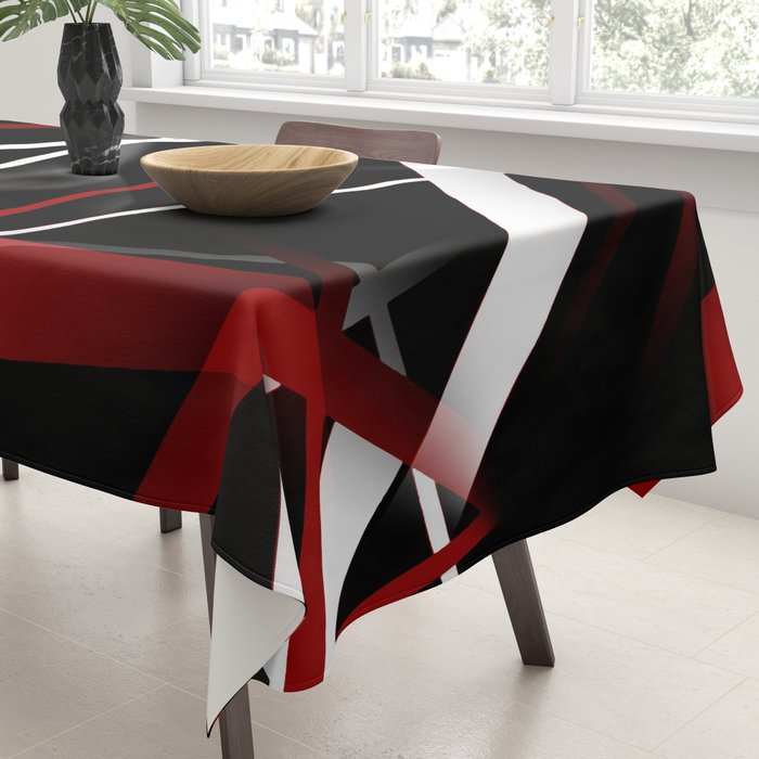 Seamless Red and White Stripes on A Black Background Tablecloth Gallery Image 3