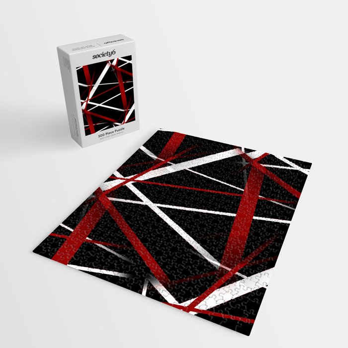 Seamless Red and White Stripes on A Black Background Jigsaw Puzzle Gallery Image 2