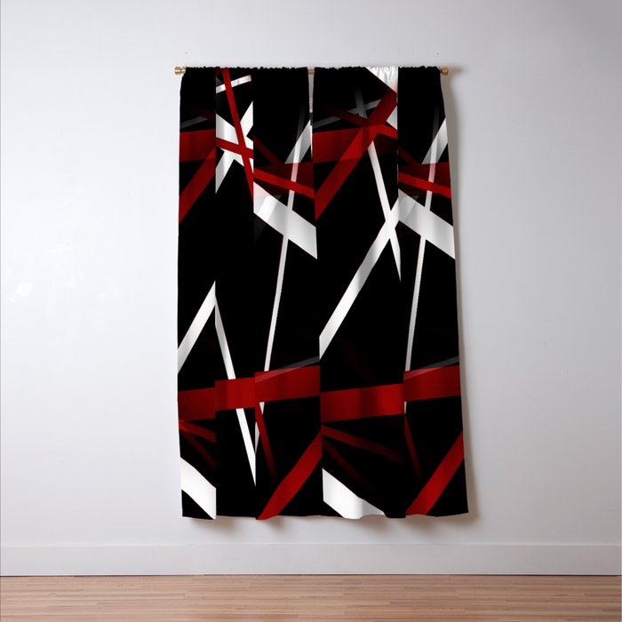 Seamless Red and White Stripes on A Black Background Window Curtain Gallery Image 3
