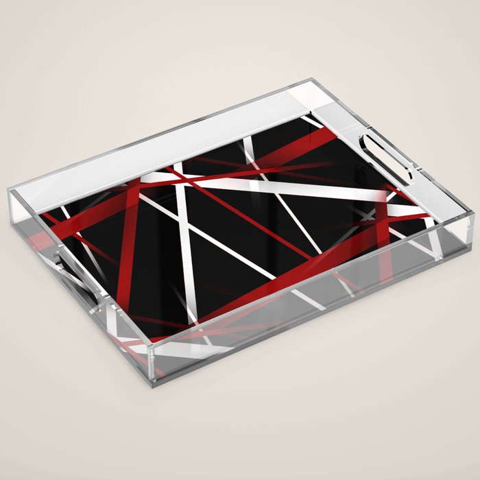 Seamless Red and White Stripes on A Black Background Acrylic Tray Gallery Image 1