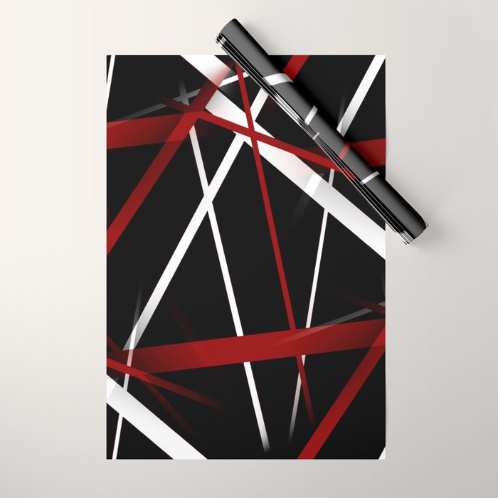 Seamless Red and White Stripes on A Black Background Wrapping Paper Gallery Image 1