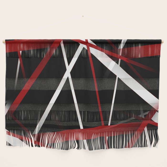 Seamless Red and White Stripes on A Black Background Wall Hanging Gallery Image 1