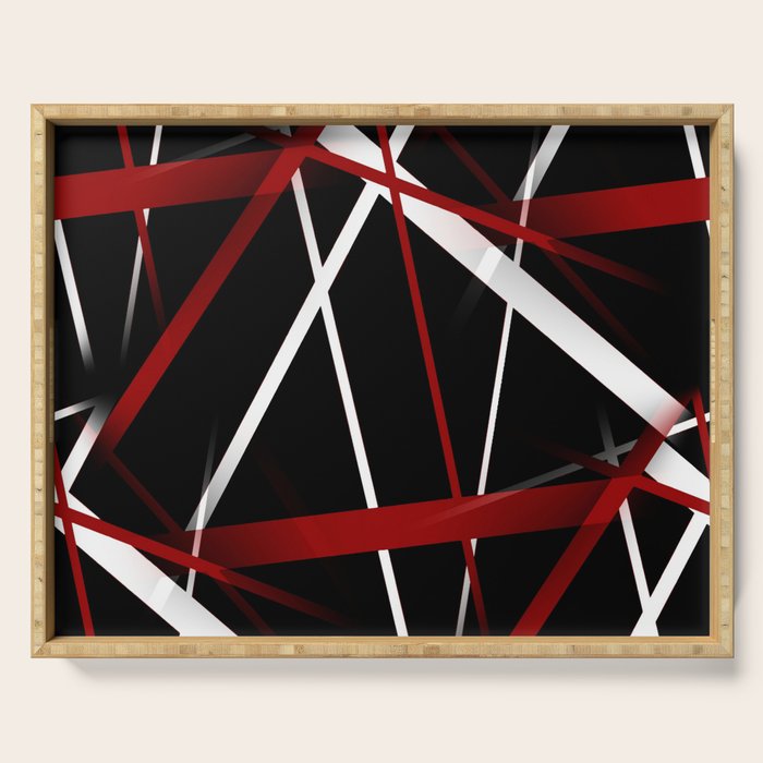 Seamless Red and White Stripes on A Black Background Serving Tray Gallery Image 1