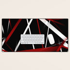 Seamless Red and White Stripes on A Black Background Desk Mat Gallery Image 1