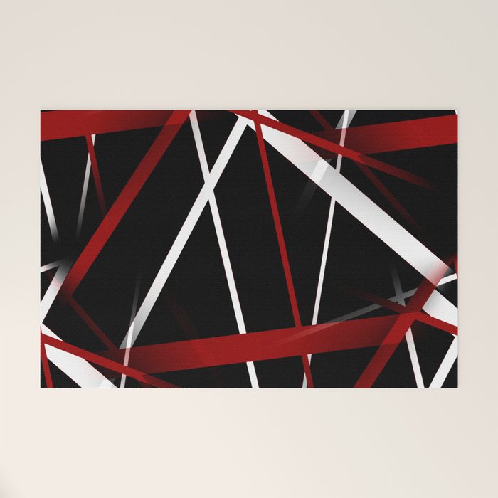 Seamless Red and White Stripes on A Black Background Welcome Mat Gallery Image 1