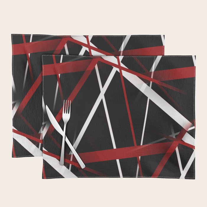 Seamless Red and White Stripes on A Black Background Placemat Gallery Image 1
