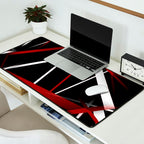 Seamless Red and White Stripes on A Black Background Desk Mat Gallery Image 2