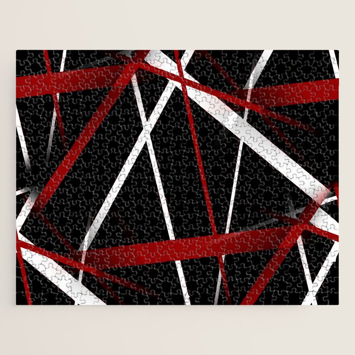 Seamless Red and White Stripes on A Black Background Jigsaw Puzzle Gallery Image 1