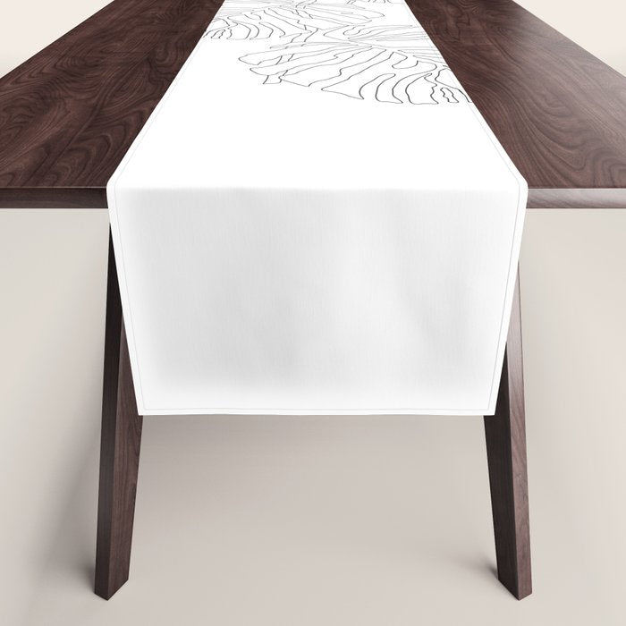 Monstera Leaf Line Drawing Table Runner Gallery Image 1