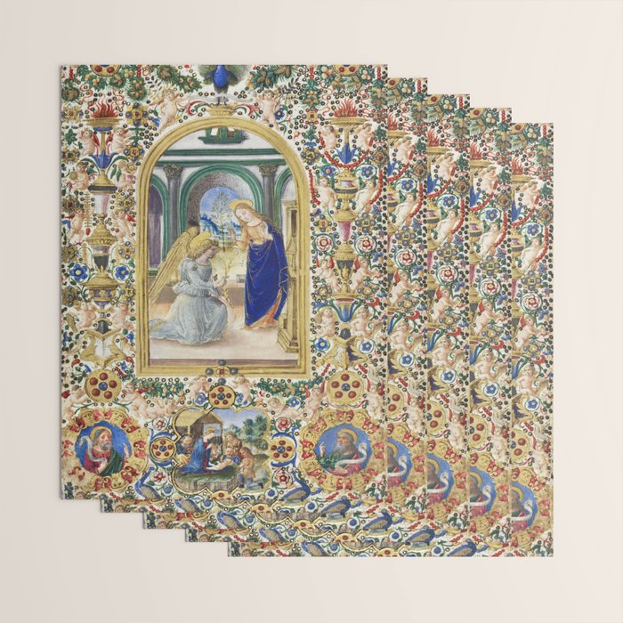 Medieval Nativity Christmas Bible Art 1485 Gold Festive Renaissance Painting Wrapping Paper Gallery Image 3