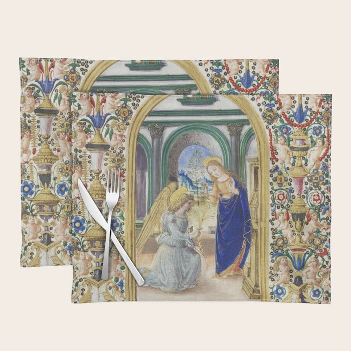 Medieval Nativity Christmas Bible Art 1485 Gold Festive Renaissance Painting Placemat Gallery Image 1