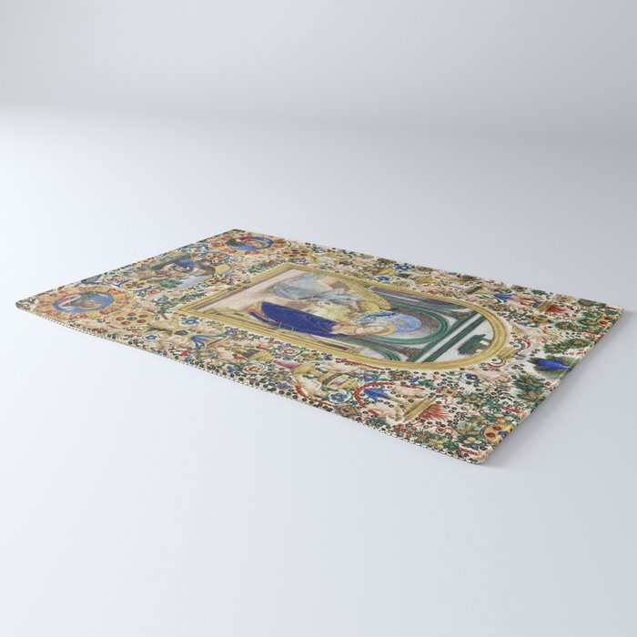 Medieval Nativity Christmas Bible Art 1485 Gold Festive Renaissance Painting Rug Gallery Image 3