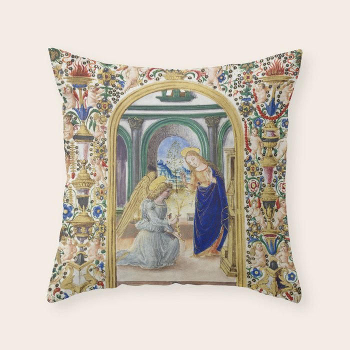Medieval Nativity Christmas Bible Art 1485 Gold Festive Renaissance Painting Throw Pillow Gallery Image 6