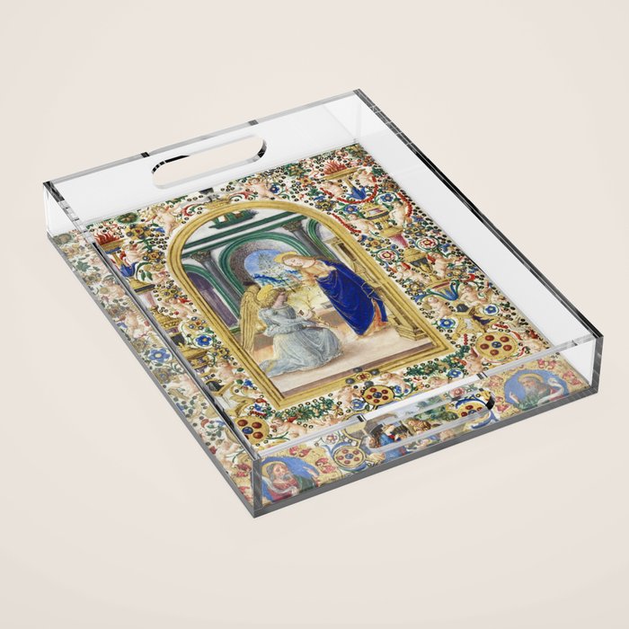 Medieval Nativity Christmas Bible Art 1485 Gold Festive Renaissance Painting Acrylic Tray Gallery Image 1