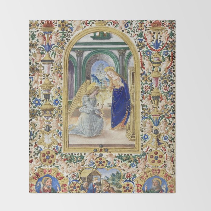 Medieval Nativity Christmas Bible Art 1485 Gold Festive Renaissance Painting Throw Blanket Gallery Image 2