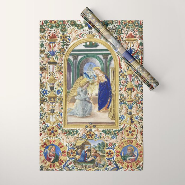 Medieval Nativity Christmas Bible Art 1485 Gold Festive Renaissance Painting Wrapping Paper Gallery Image 1