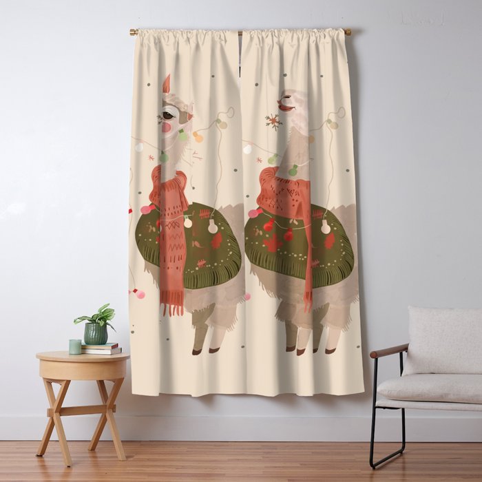 Holiday Llama Joy ll Window Curtain Gallery Image 1