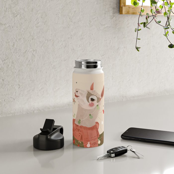 Holiday Llama Joy ll Water Bottle Gallery Image 4