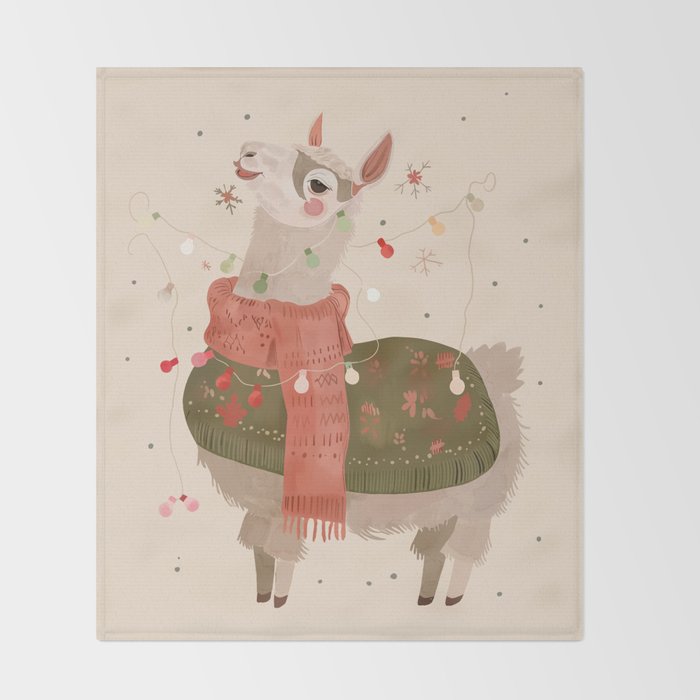 Holiday Llama Joy ll Throw Blanket Gallery Image 2