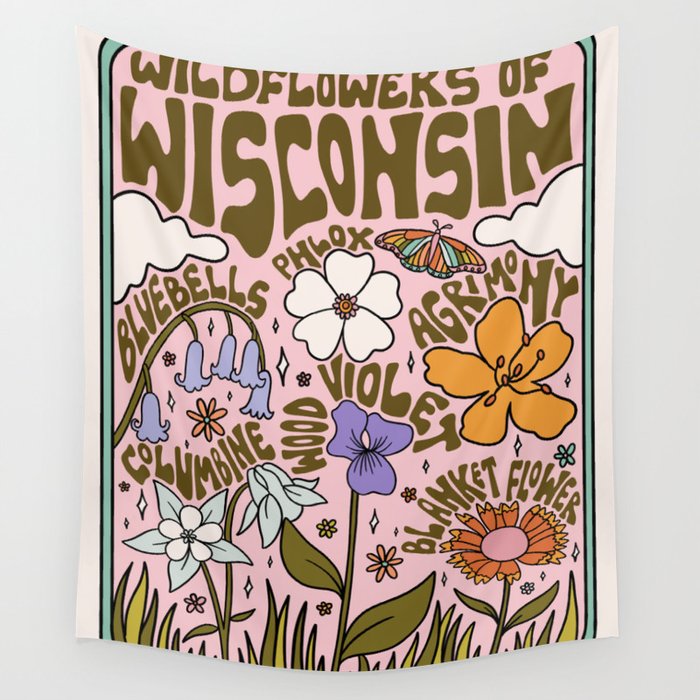 Wisconsin Wildflowers Wall Tapestry Gallery Image 1