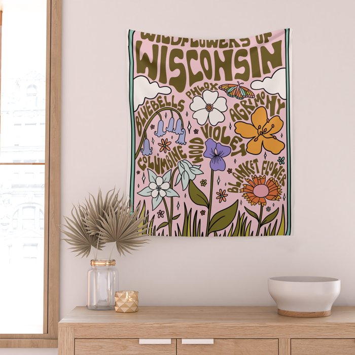 Wisconsin Wildflowers Wall Tapestry Gallery Image 2