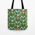Frogs And Wild Strawberries On Pale Green Tote Bag Gallery Image 1