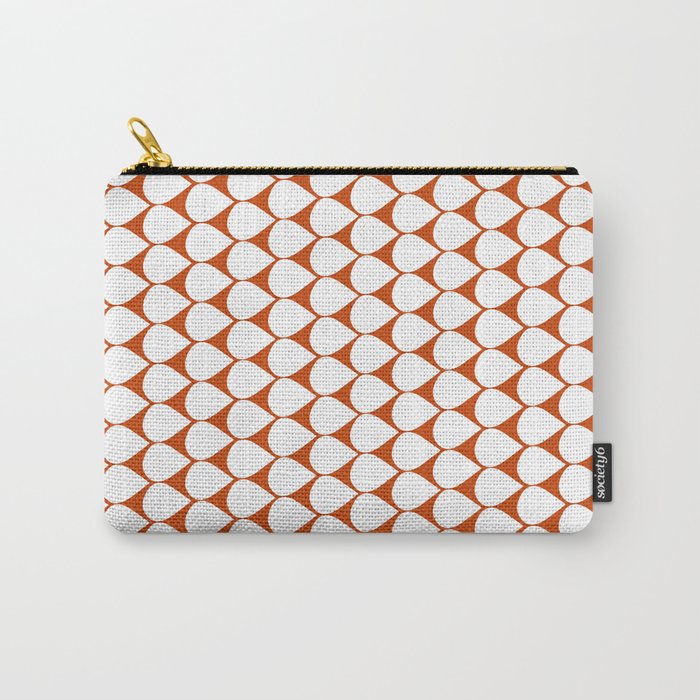 Mod Scales Geometric Pattern in White and Burnt Orange Carry All Pouch Gallery Image 1