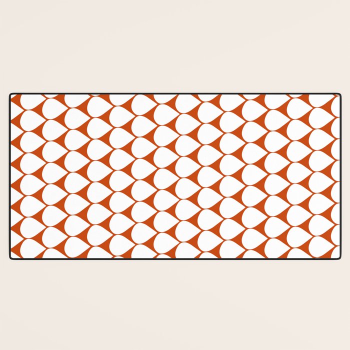 Mod Scales Geometric Pattern in White and Burnt Orange Desk Mat Gallery Image 3
