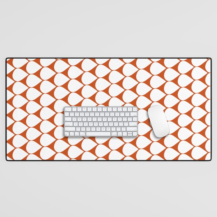Mod Scales Geometric Pattern in White and Burnt Orange Desk Mat Gallery Image 1