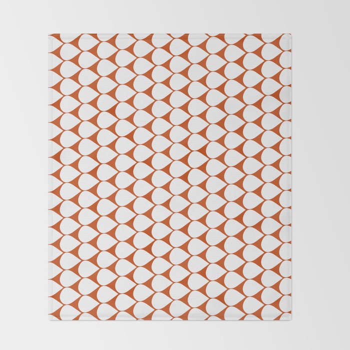 Mod Scales Geometric Pattern in White and Burnt Orange Throw Blanket Gallery Image 2