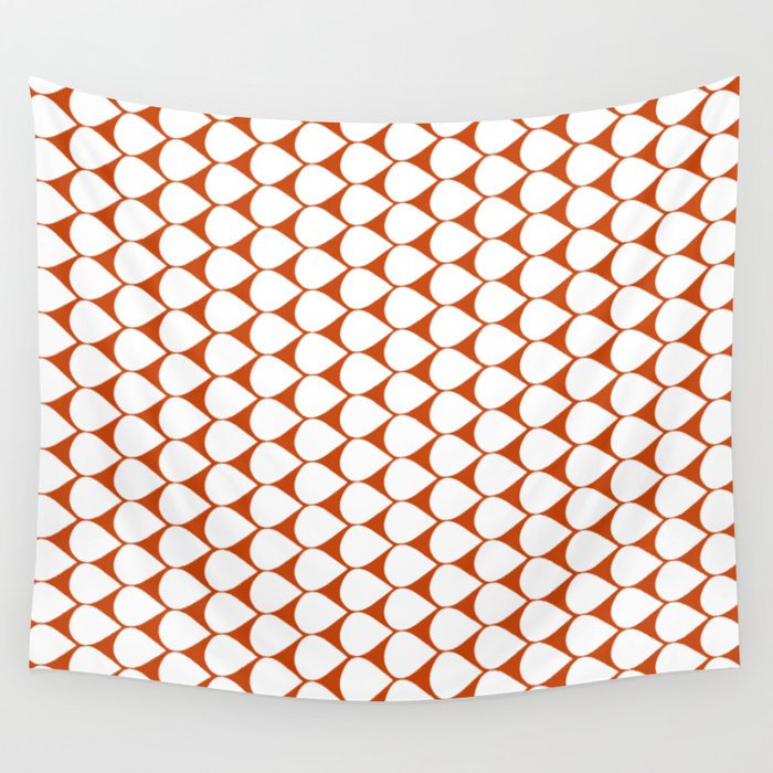 Mod Scales Geometric Pattern in White and Burnt Orange Wall Tapestry Gallery Image 4