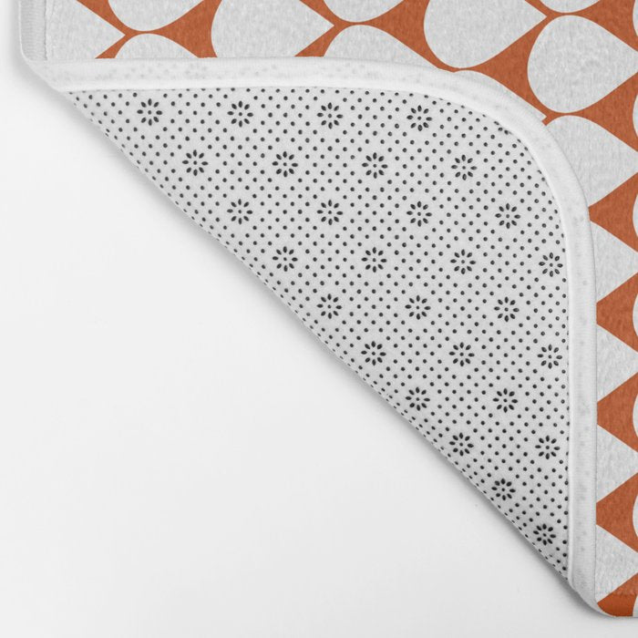 Mod Scales Geometric Pattern in White and Burnt Orange Bath Mat Gallery Image 2