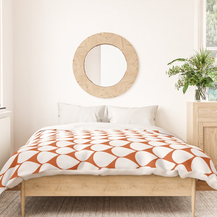 Mod Scales Geometric Pattern in White and Burnt Orange Duvet Cover Gallery Image 3