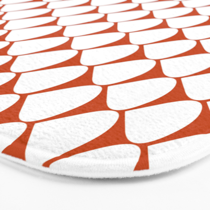 Mod Scales Geometric Pattern in White and Burnt Orange Bath Mat Gallery Image 3