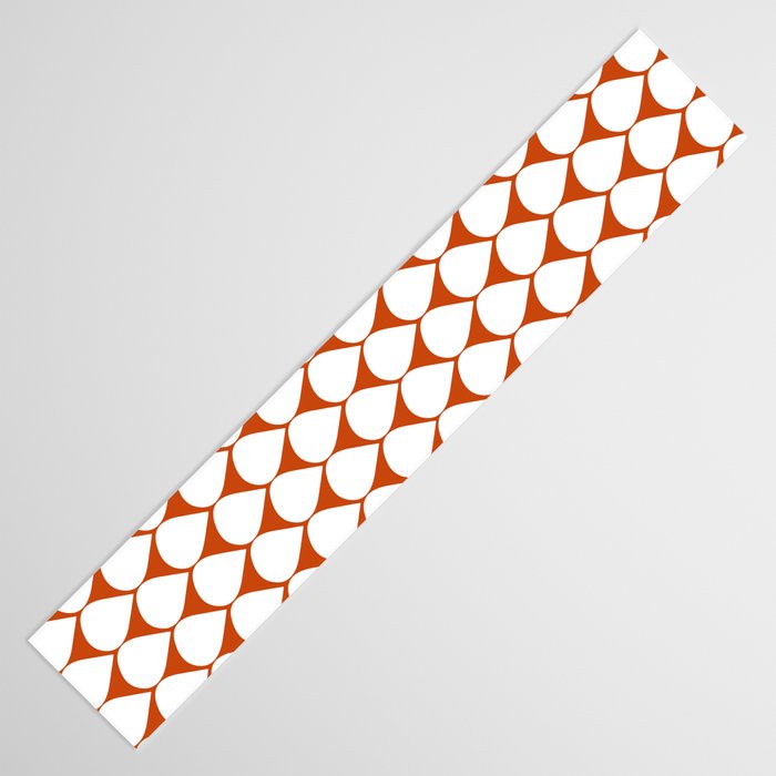 Mod Scales Geometric Pattern in White and Burnt Orange Table Runner Gallery Image 3