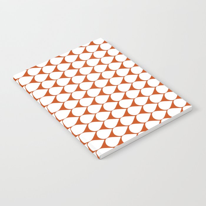 Mod Scales Geometric Pattern in White and Burnt Orange Notebook Gallery Image 1