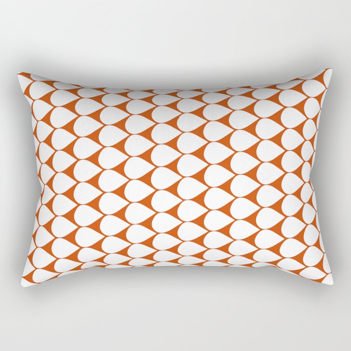 Mod Scales Geometric Pattern in White and Burnt Orange Rectangular Pillow Gallery Image 1