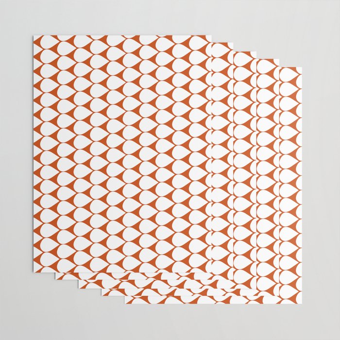 Mod Scales Geometric Pattern in White and Burnt Orange Wrapping Paper Gallery Image 3