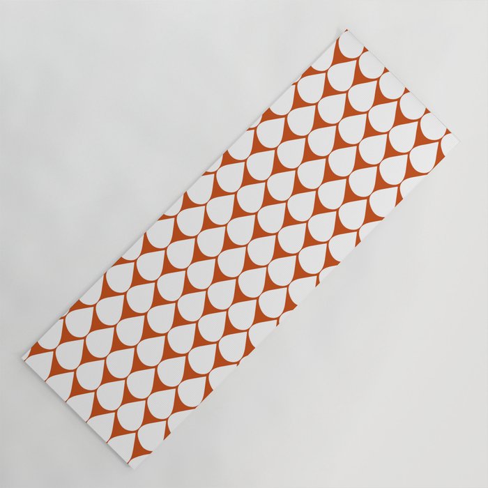 Mod Scales Geometric Pattern in White and Burnt Orange Yoga Mat Gallery Image 1