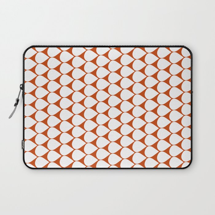 Mod Scales Geometric Pattern in White and Burnt Orange Laptop Sleeve Gallery Image 1