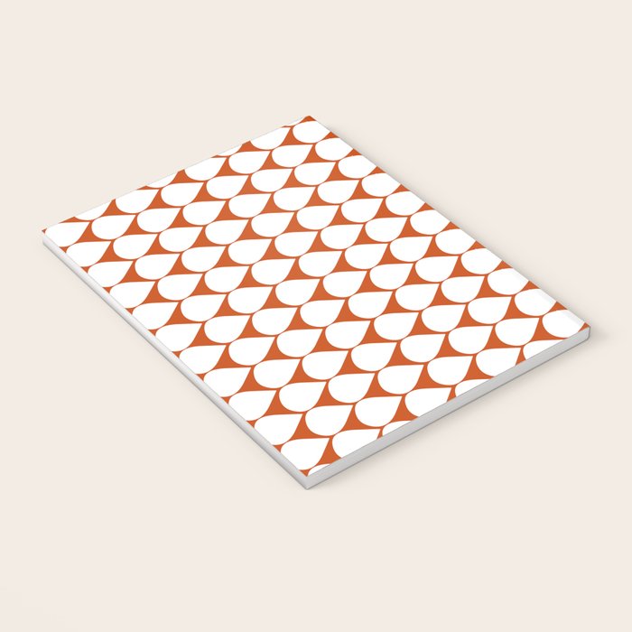 Mod Scales Geometric Pattern in White and Burnt Orange Notebook Gallery Image 3