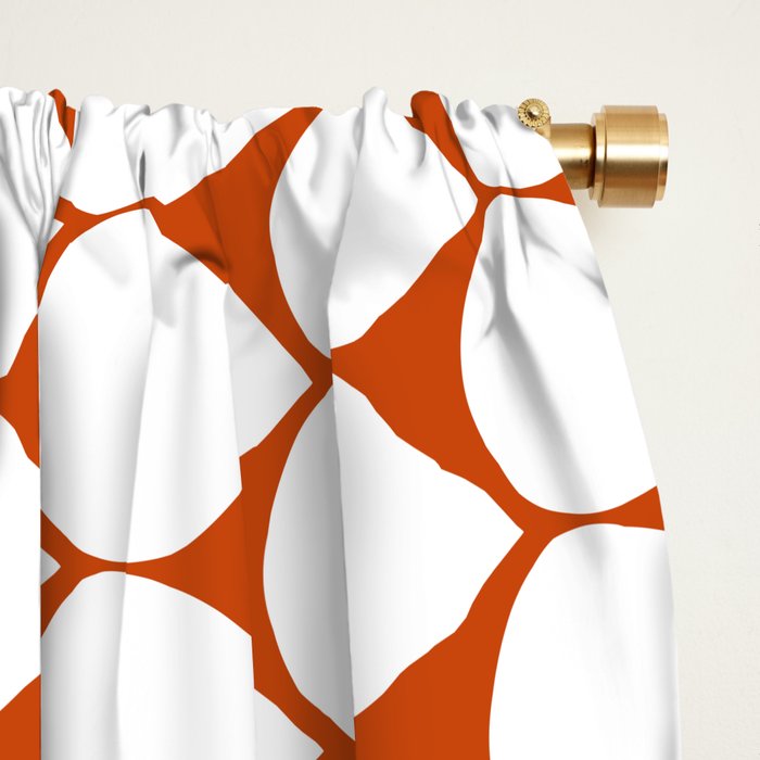 Mod Scales Geometric Pattern in White and Burnt Orange Window Curtain Gallery Image 2